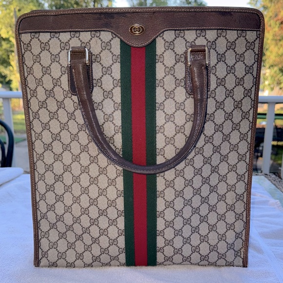 Vintage Gucci Sherry Line GG Canvas North South Tote Bag 010.378 Authentic - Picture 1 of 16